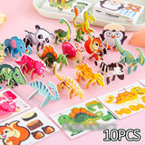 10 Pieces Cartoon Puzzle Creativity Montessori craft Diy 3D Puzzle for Kids