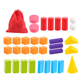 Wooden Geometric Solids Colorful for Elementary School Supplies Kindergarten 32 pieces Geometric