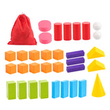 Wooden Geometric Solids Colorful for Elementary School Supplies Kindergarten 32 pieces Geometric