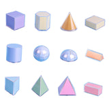 Geometric Shapes Blocks Set 3D Geometric Solids for School Supplies Children