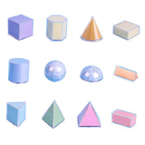 Geometric Shapes Blocks Set 3D Geometric Solids for School Supplies Children