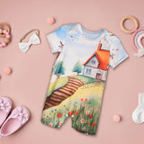 Baby Short Sleeve Romper Casual Jumpsuit for Holiday Photography Props Party 1 to 3 Month