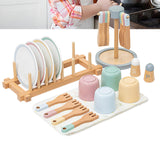 Wooden Toy Plates Dishes Role Play Forks Play Dishes for Kids for Girls Kids