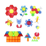 Maxbell 180 Pieces Transparent Pattern Blocks Educational Toys for Preschoolers Kids bagged