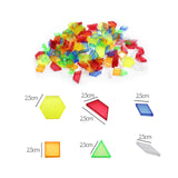 Maxbell 180 Pieces Transparent Pattern Blocks Educational Toys for Preschoolers Kids bagged