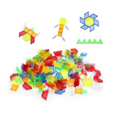 Maxbell 180 Pieces Transparent Pattern Blocks Educational Toys for Preschoolers Kids bagged