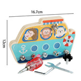Maxbell Wood Screwdriver Busy Board Montessori Educational Toy for Kids Holiday Gift Boat