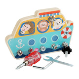 Maxbell Wood Screwdriver Busy Board Montessori Educational Toy for Kids Holiday Gift Boat
