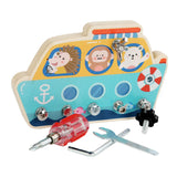 Maxbell Wood Screwdriver Busy Board Montessori Educational Toy for Kids Holiday Gift Boat