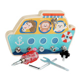 Maxbell Wood Screwdriver Busy Board Montessori Educational Toy for Kids Holiday Gift Boat