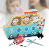 Maxbell Wood Screwdriver Busy Board Montessori Educational Toy for Kids Holiday Gift Boat