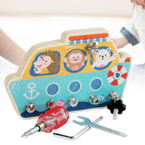 Maxbell Wood Screwdriver Busy Board Montessori Educational Toy for Kids Holiday Gift Boat