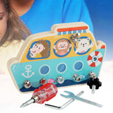 Maxbell Wood Screwdriver Busy Board Montessori Educational Toy for Kids Holiday Gift Boat