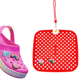Maxbell Shoe Charm Organizer Decorative Charms Hanging Roll Bag for Closet Dorm red