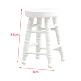 Maxbell Dollhouse Miniature Chair 1/12 Pub Mini Stool for DIY Scene Model Decoration White