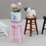 Maxbell Dollhouse Miniature Chair 1/12 Pub Mini Stool for DIY Scene Model Decoration White