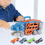 Transforming Dinosaur Truck Funny Interactive for Boys Girls Ages 3 Year Old blue with 4 car