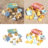 Maxbell Toddlers Beach Playing Set Pretend Play Wagon Beach Sand Toys Set for Park blue car