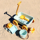 Maxbell Toddlers Beach Playing Set Pretend Play Wagon Beach Sand Toys Set for Park blue car