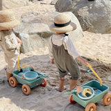 Maxbell Toddlers Beach Playing Set Pretend Play Wagon Beach Sand Toys Set for Park blue car