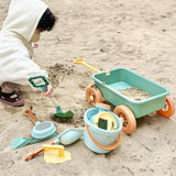 Maxbell Toddlers Beach Playing Set Pretend Play Wagon Beach Sand Toys Set for Park blue car