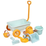 Maxbell Toddlers Beach Playing Set Pretend Play Wagon Beach Sand Toys Set for Park blue car