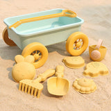 Maxbell Toddlers Beach Playing Set Pretend Play Wagon Beach Sand Toys Set for Park blue car