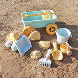 Maxbell Toddlers Beach Playing Set Pretend Play Wagon Beach Sand Toys Set for Park blue car