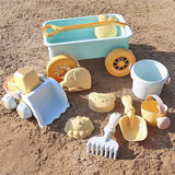 Maxbell Toddlers Beach Playing Set Pretend Play Wagon Beach Sand Toys Set for Park blue car