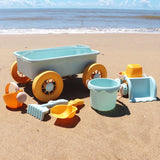 Maxbell Toddlers Beach Playing Set Pretend Play Wagon Beach Sand Toys Set for Park blue car