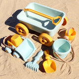 Maxbell Toddlers Beach Playing Set Pretend Play Wagon Beach Sand Toys Set for Park blue car