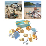 Maxbell Toddlers Beach Playing Set Pretend Play Wagon Beach Sand Toys Set for Park blue car