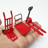 Maxbell Dollhouse Miniature Model 1/12 Bulldozer Forklift Child Engineering Vehicle red set