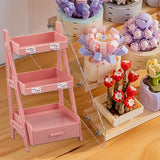 Maxbell 1/12 Miniature Plant Stand with Drawer for Dollhouse 6 inch BJD Doll Diorama pink