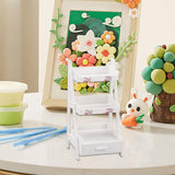 Maxbell 1/12 Miniature Plant Stand with Drawer for Dollhouse 6 inch BJD Doll Diorama white