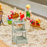 Maxbell 1/12 Miniature Plant Stand with Drawer for Dollhouse 6 inch BJD Doll Diorama green