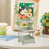 Maxbell 1/12 Miniature Plant Stand with Drawer for Dollhouse 6 inch BJD Doll Diorama green