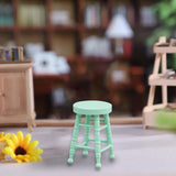 Maxbell 1:12 Dollhouse Bar Stool Pretend Play DIY Accs Miniature Footstool Role Play green