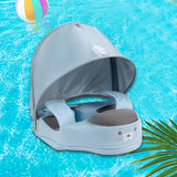 Maxbell Baby Swimming Float Waist Swim Ring Toy Swim Ring for Infant Boys Girls Baby Blue with Canopy