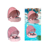 Swim Circle Sunshade Canopy Float Removable Soft Practical Float with Canopy Dark Pink