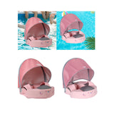 Swim Circle Sunshade Canopy Float Removable Soft Practical Float with Canopy Dark Pink