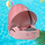 Swim Circle Sunshade Canopy Float Removable Soft Practical Float with Canopy Dark Pink