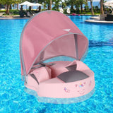 Swim Circle Sunshade Canopy Float Removable Soft Practical Float with Canopy Light Pink