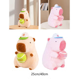 Capybara Plush Toy Comfortable Funny Lifelike Ornament Capybara Stuffed Doll 25cm Green