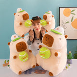 Capybara Plush Toy Comfortable Funny Lifelike Ornament Capybara Stuffed Doll 25cm Green