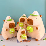 Capybara Plush Toy Comfortable Funny Lifelike Ornament Capybara Stuffed Doll 25cm Green