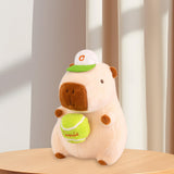 Capybara Plush Toy Comfortable Funny Lifelike Ornament Capybara Stuffed Doll 25cm Green