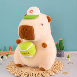 Capybara Plush Toy Comfortable Funny Lifelike Ornament Capybara Stuffed Doll 25cm Green