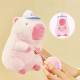 Capybara Plush Toy Comfortable Funny Lifelike Ornament Capybara Stuffed Doll 40cm Pink