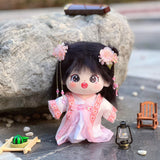 4Pcs Fashion Dolls Chinese Ancient Skirt and Hairpins Costume for 7.8in Doll Pink